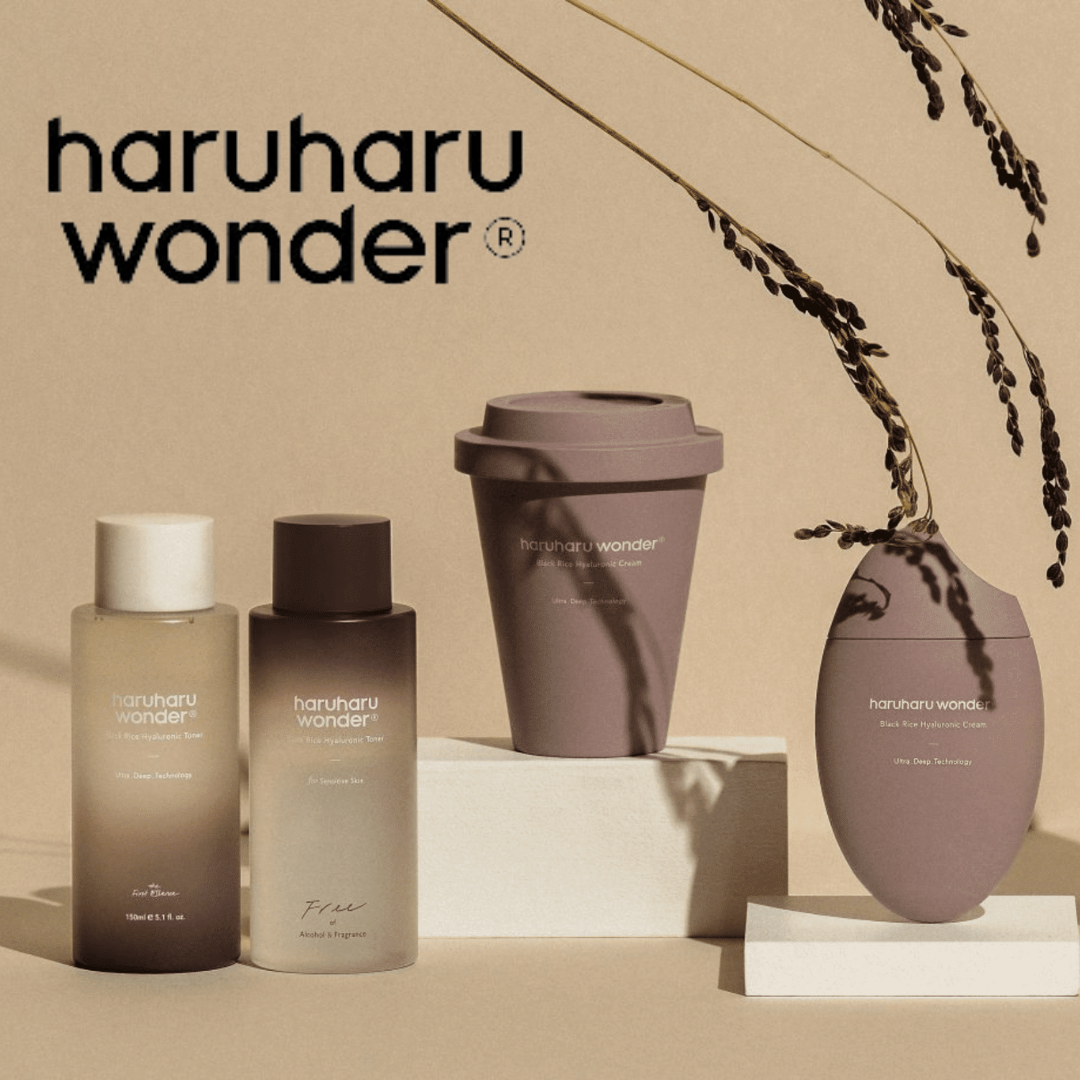 Haruharu WONDER - Black Rice Moisture Deep Cleansing Oil on Bkack Counter outside of its Box