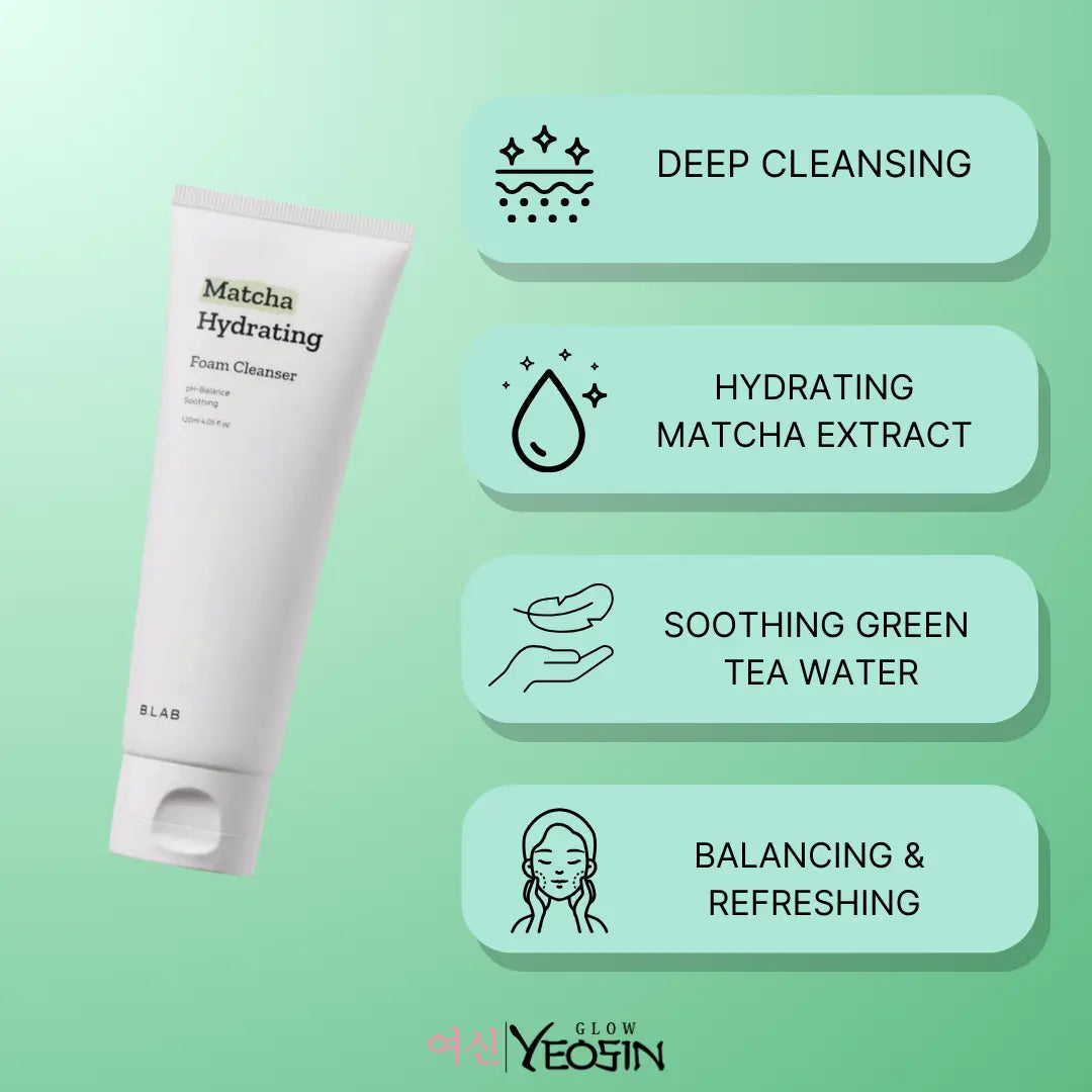 B LAB Matcha Hydrating Foam Cleanser 120ml Glow Yeosin