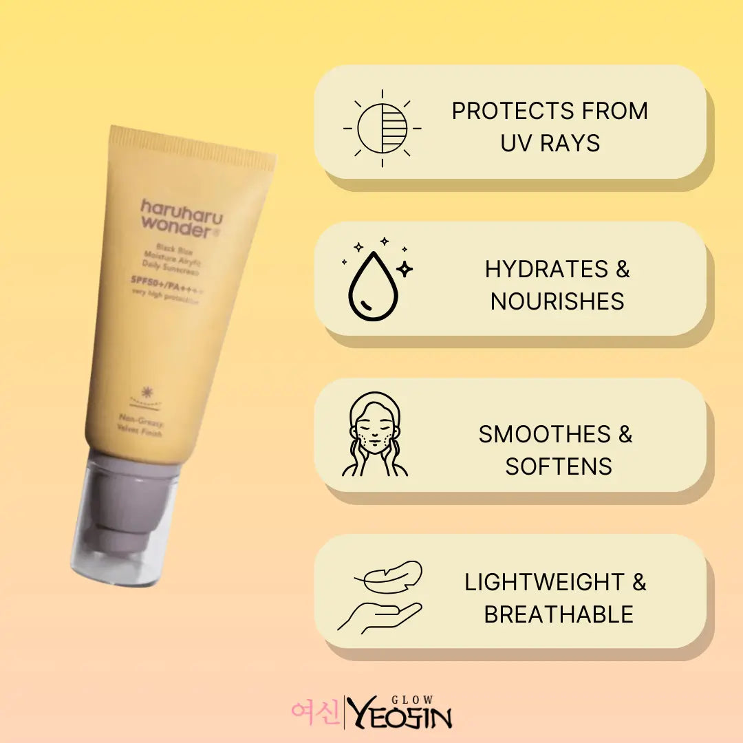 Haruharu Black Rice Moisture Airyfit Daily Sunscreen (50ml) Glow Yeosin 